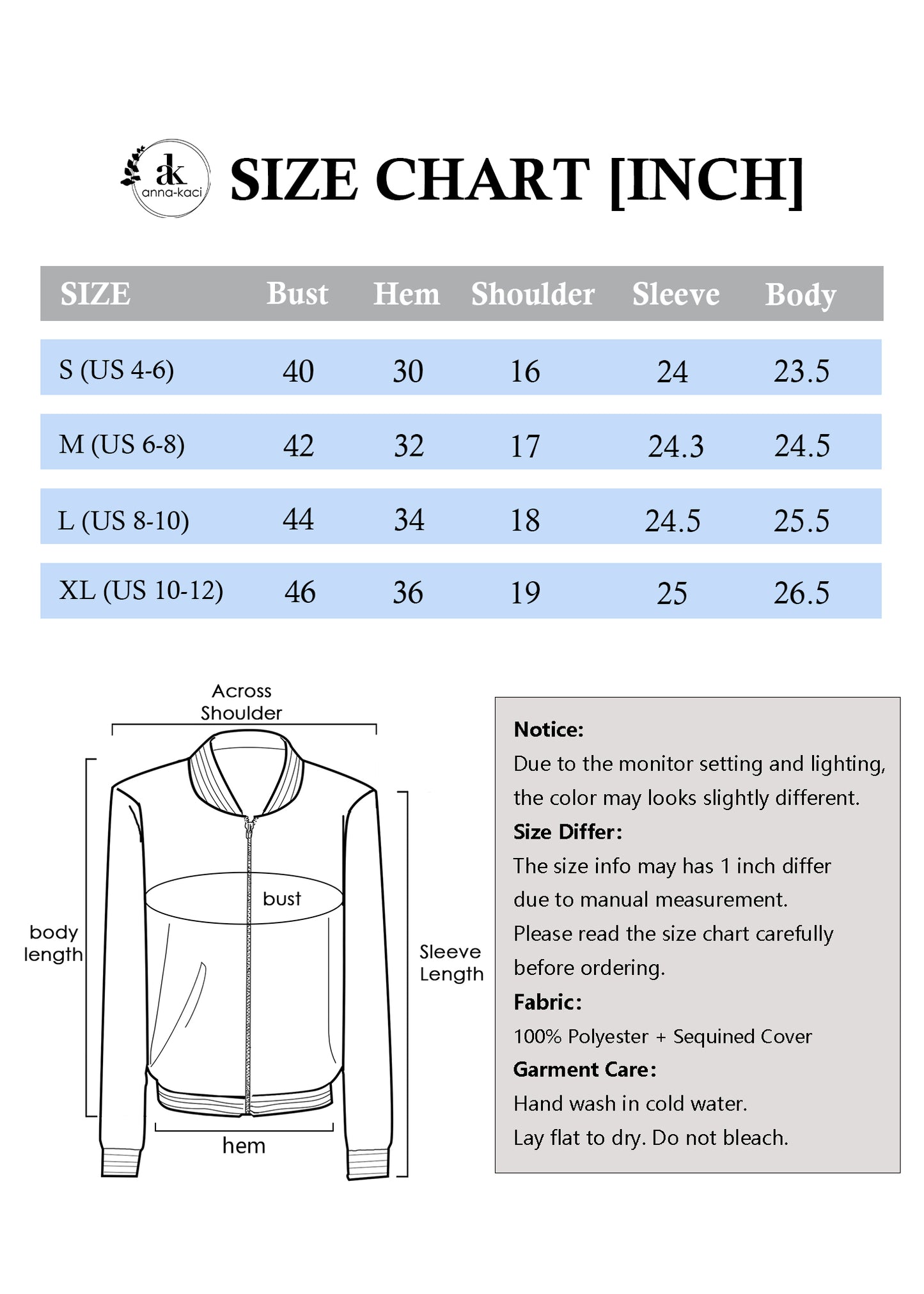 Anna-Kaci Womens Sparkly Sequin Jacket Glitter Long Sleeves Front Zip Up Bomber Jacket with Ribbed Cuffs