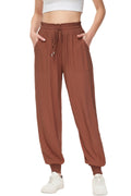 Women's Summer Lounge Pants Casual Loose High Waist Tapered Jogger Pants Drawstring Trousers with Pockets