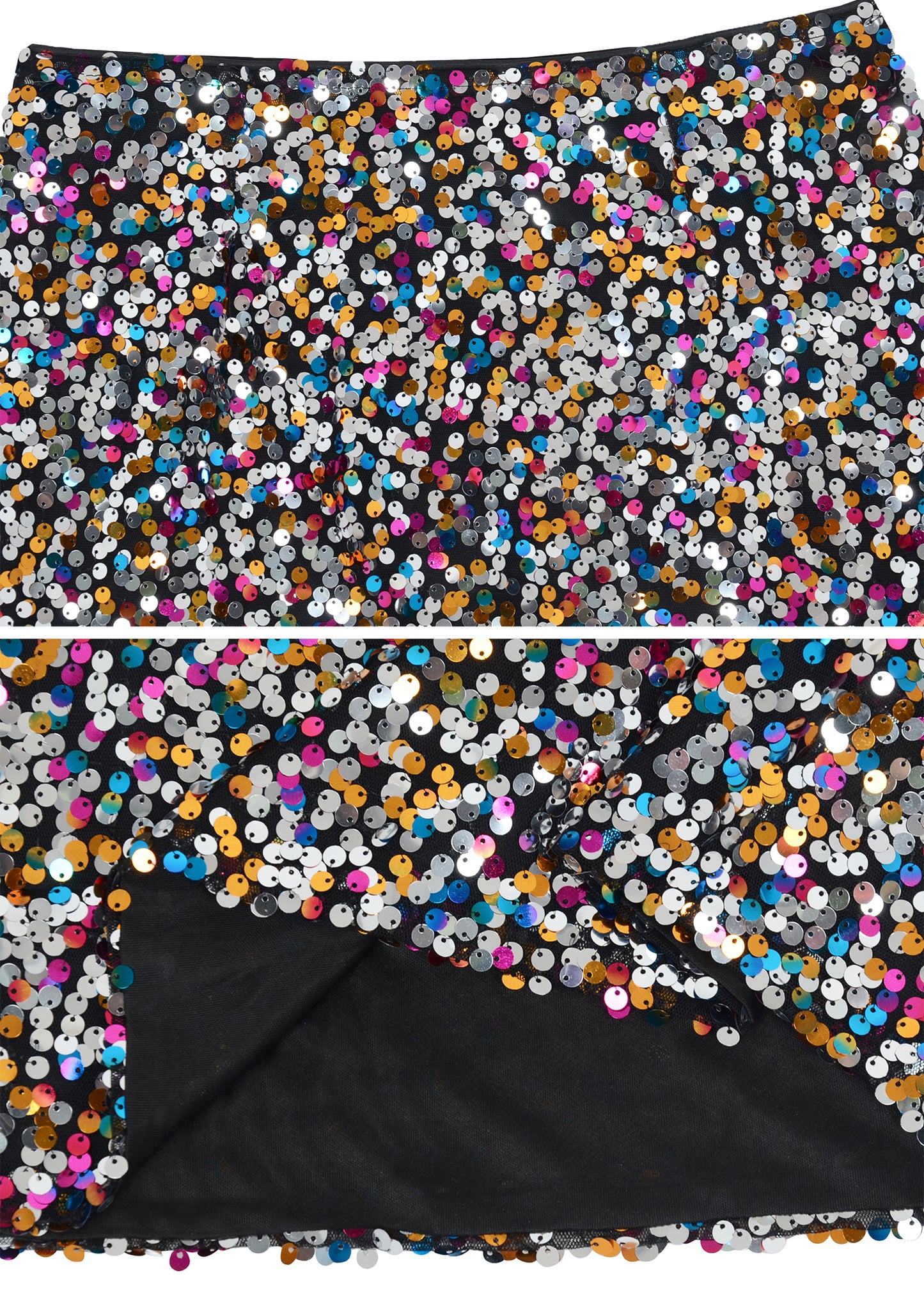 Falda midi de cóctel con lentejuelas brillantes 
