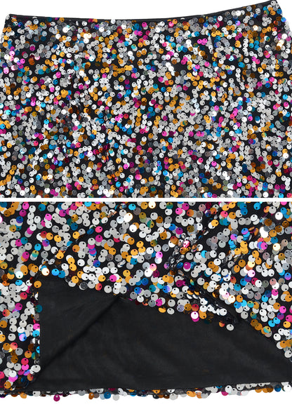 Falda midi de cóctel con lentejuelas brillantes 