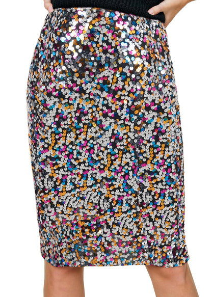 Falda midi de cóctel con lentejuelas brillantes 