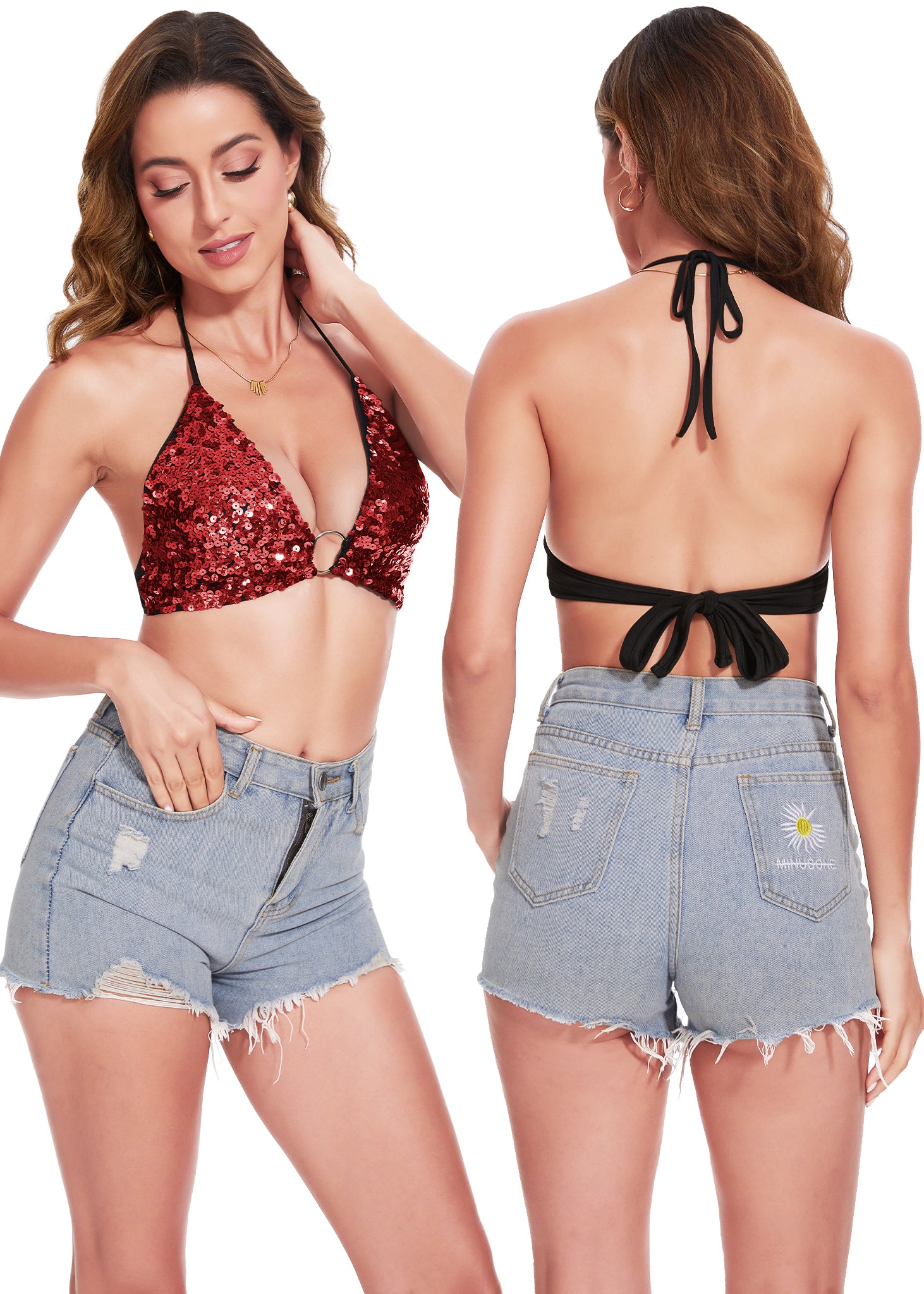 Camisa con lentejuelas y bandera estadounidense de Anna-Kaci para mujer, camisa patriótica del 4 de julio, camisetas con estrellas y rayas
