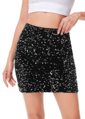 Anna-Kaci Womens Sparkly Sequin Skirt Mid Waist Glitter Party Club Velvet Skirts