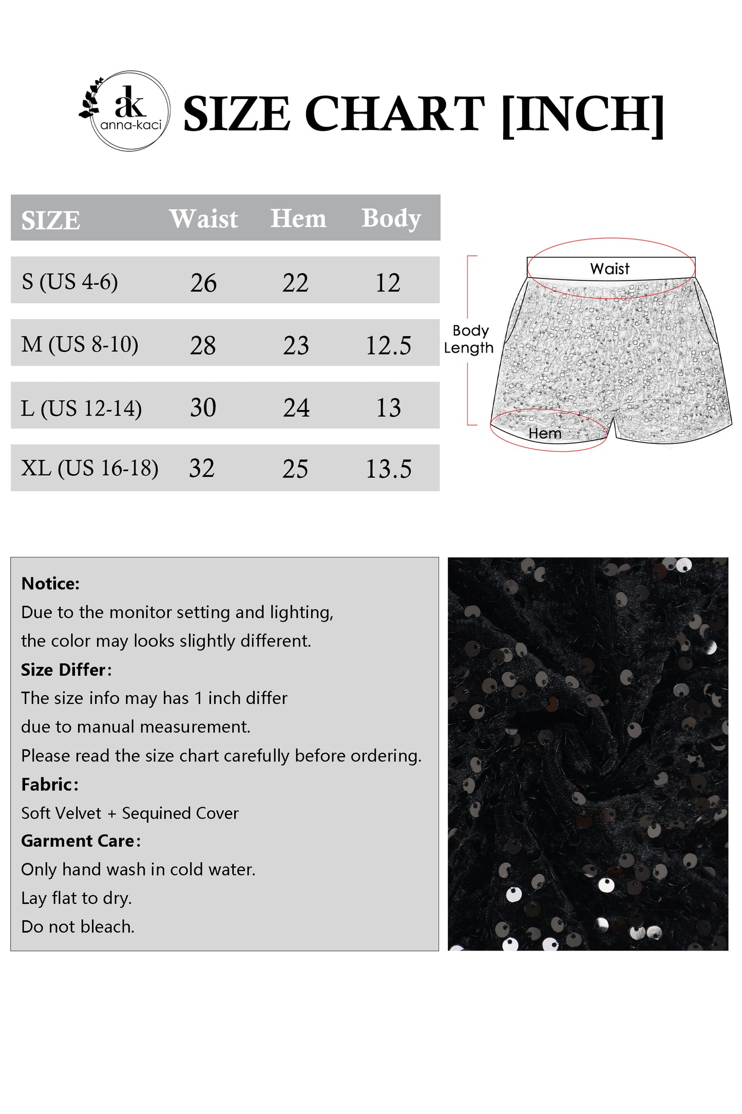 Anna-Kaci Women's Sparkly Sequin Shorts Elastic Waist Glitter Straight Leg Party Shorts with Pockets