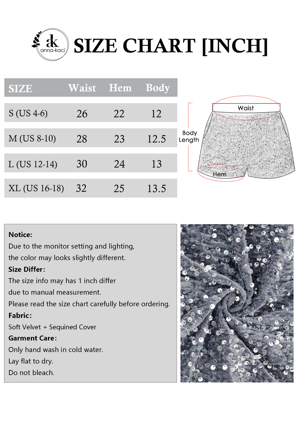 Anna-Kaci Women's Sparkly Sequin Shorts Elastic Waist Glitter Straight Leg Party Shorts with Pockets