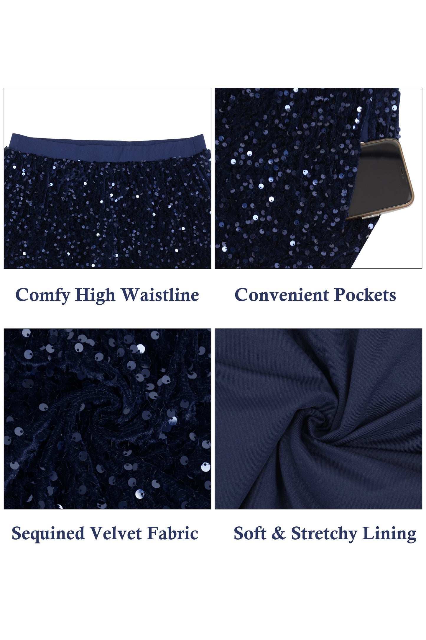 Anna-Kaci Women's Sparkly Sequin Shorts Elastic Waist Glitter Straight Leg Party Shorts with Pockets