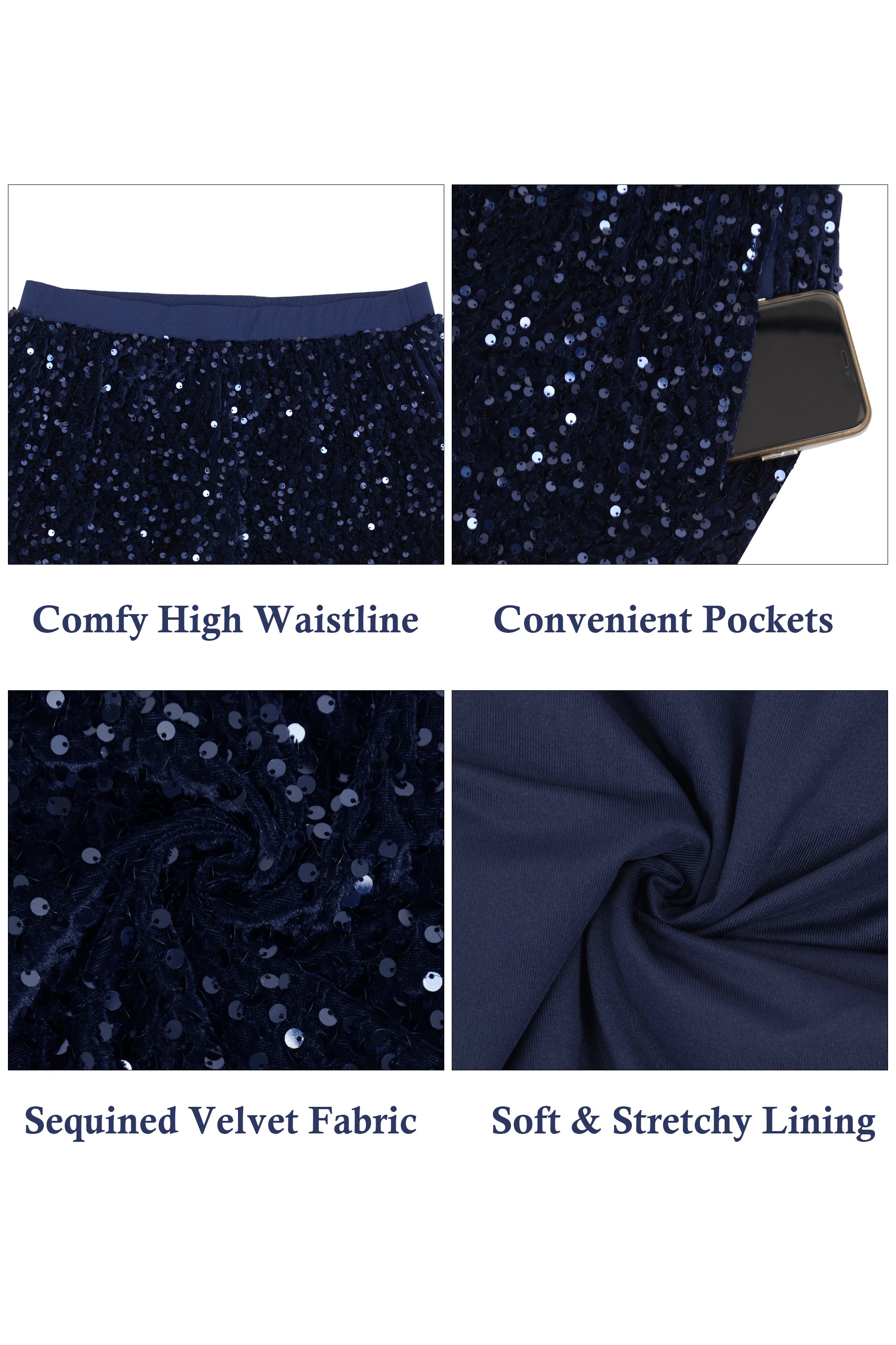 Anna-Kaci Women's Sparkly Sequin Shorts Elastic Waist Glitter Straight Leg Party Shorts with Pockets