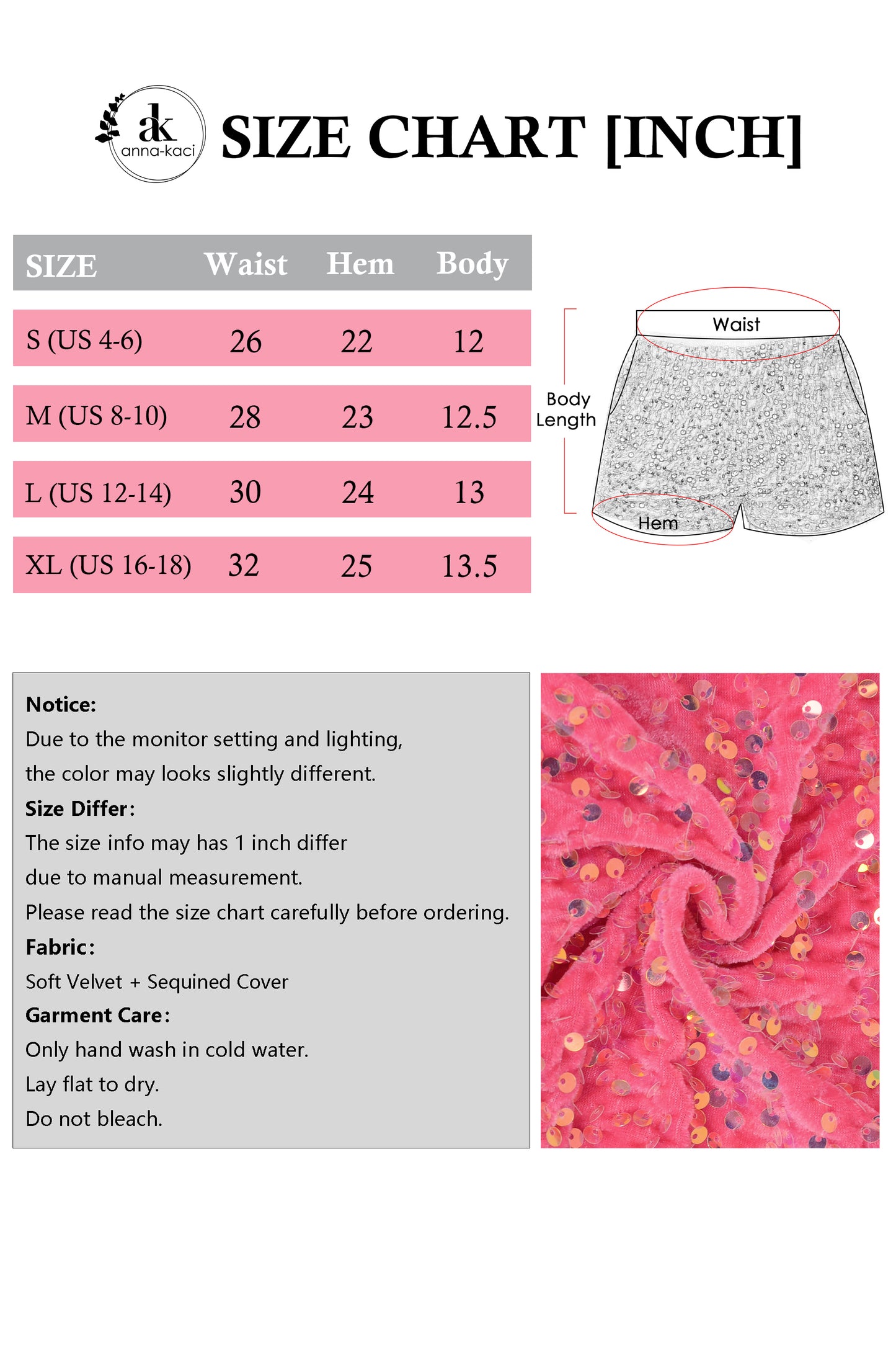 Anna-Kaci Women's Sparkly Sequin Shorts Elastic Waist Glitter Straight Leg Party Shorts with Pockets