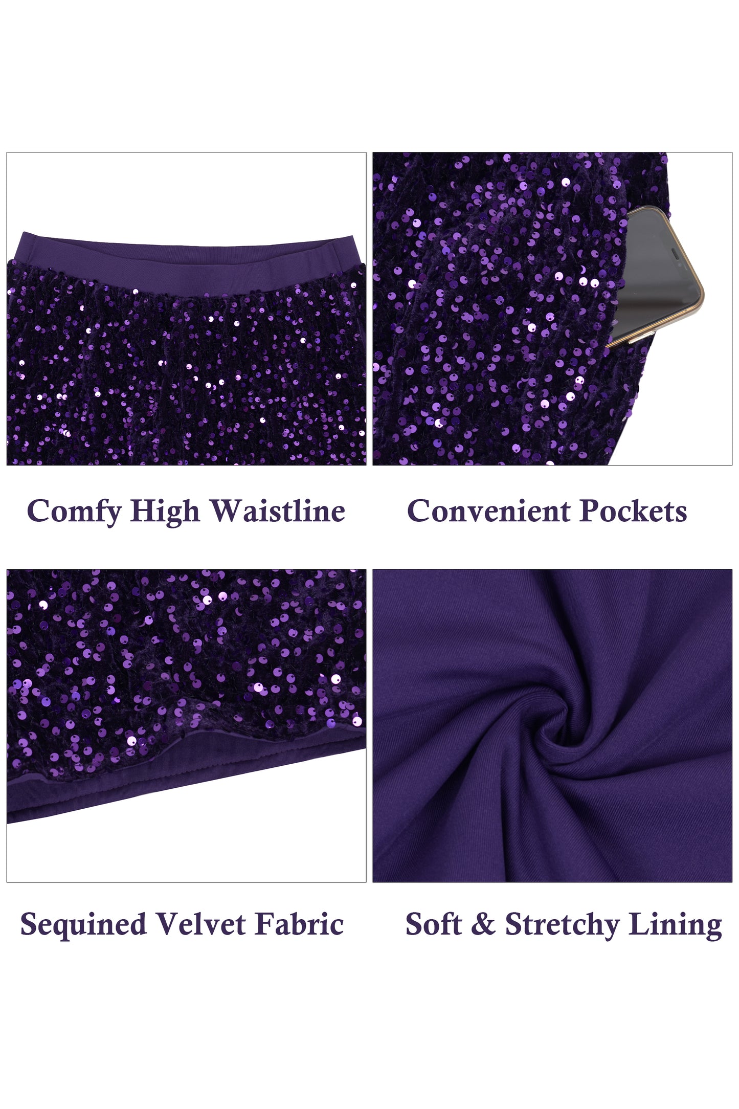 Anna-Kaci Women's Sparkly Sequin Shorts Elastic Waist Glitter Straight Leg Party Shorts with Pockets