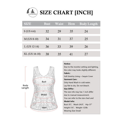 Anna-Kaci Women' s Sleeveless Sequin Fashion Tank Top V-Neck Sparkly Party Shirt