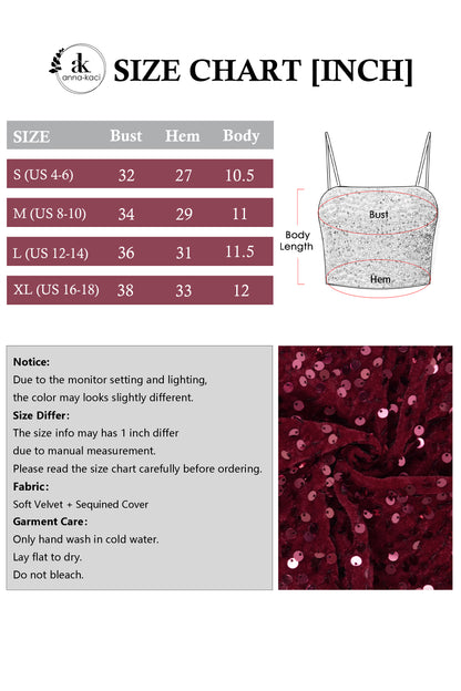 Anna-Kaci Women's Sparkly Sequin Cami Tops Crop Club Party Glitter Spaghetti Strap Tube Top