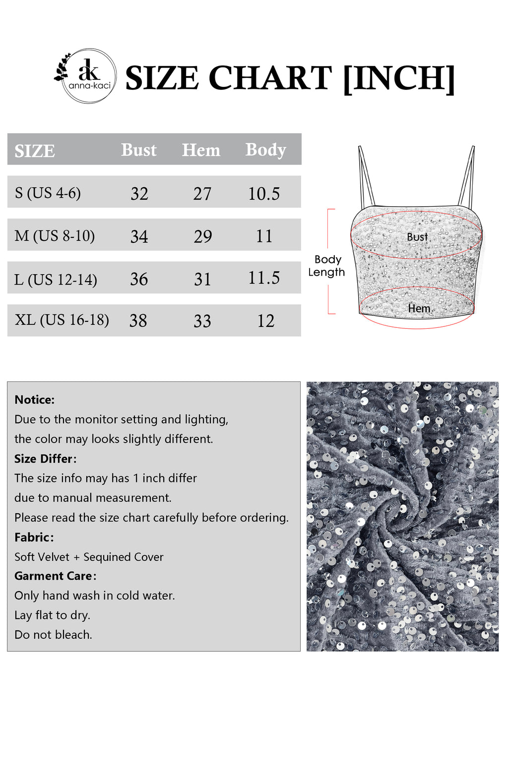 Anna-Kaci Women's Sparkly Sequin Cami Tops Crop Club Party Glitter Spaghetti Strap Tube Top