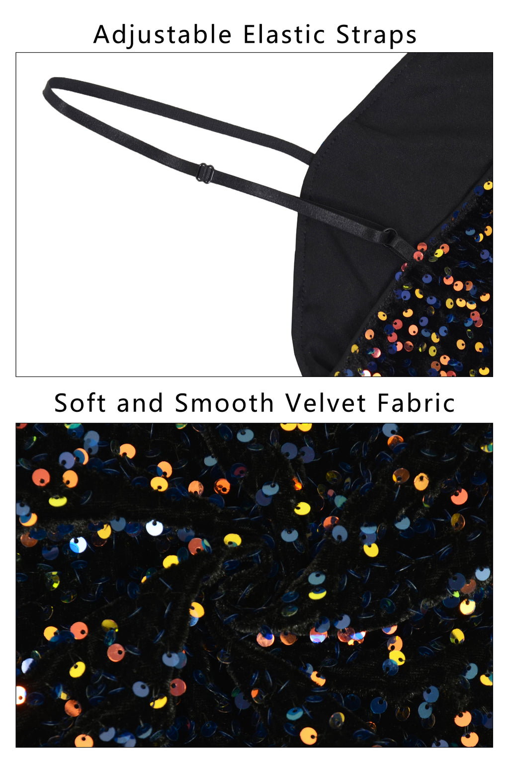 Anna-Kaci Women's Sparkly Sequin Cami Tops Crop Club Party Glitter Spaghetti Strap Tube Top