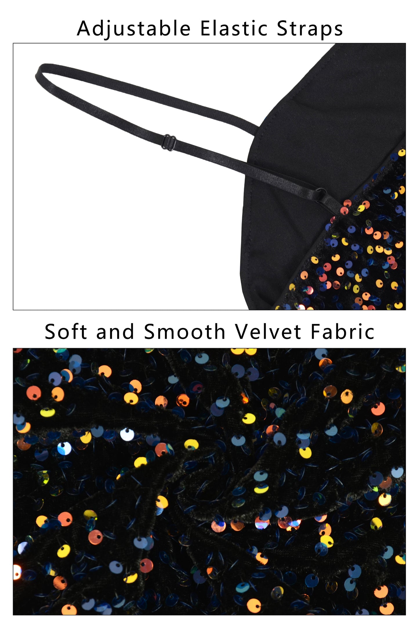 Anna-Kaci Women's Sparkly Sequin Cami Tops Crop Club Party Glitter Spaghetti Strap Tube Top