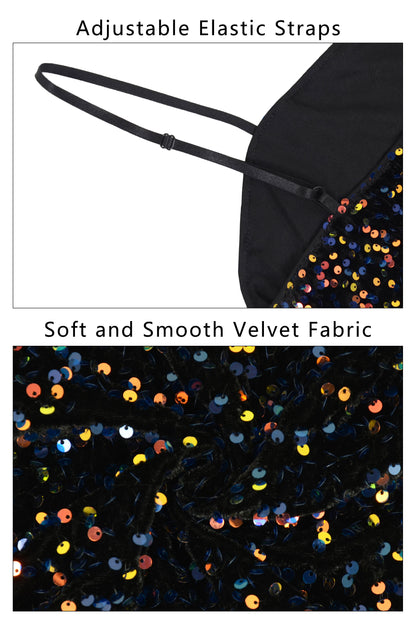 Anna-Kaci Women's Sparkly Sequin Cami Tops Crop Club Party Glitter Spaghetti Strap Tube Top