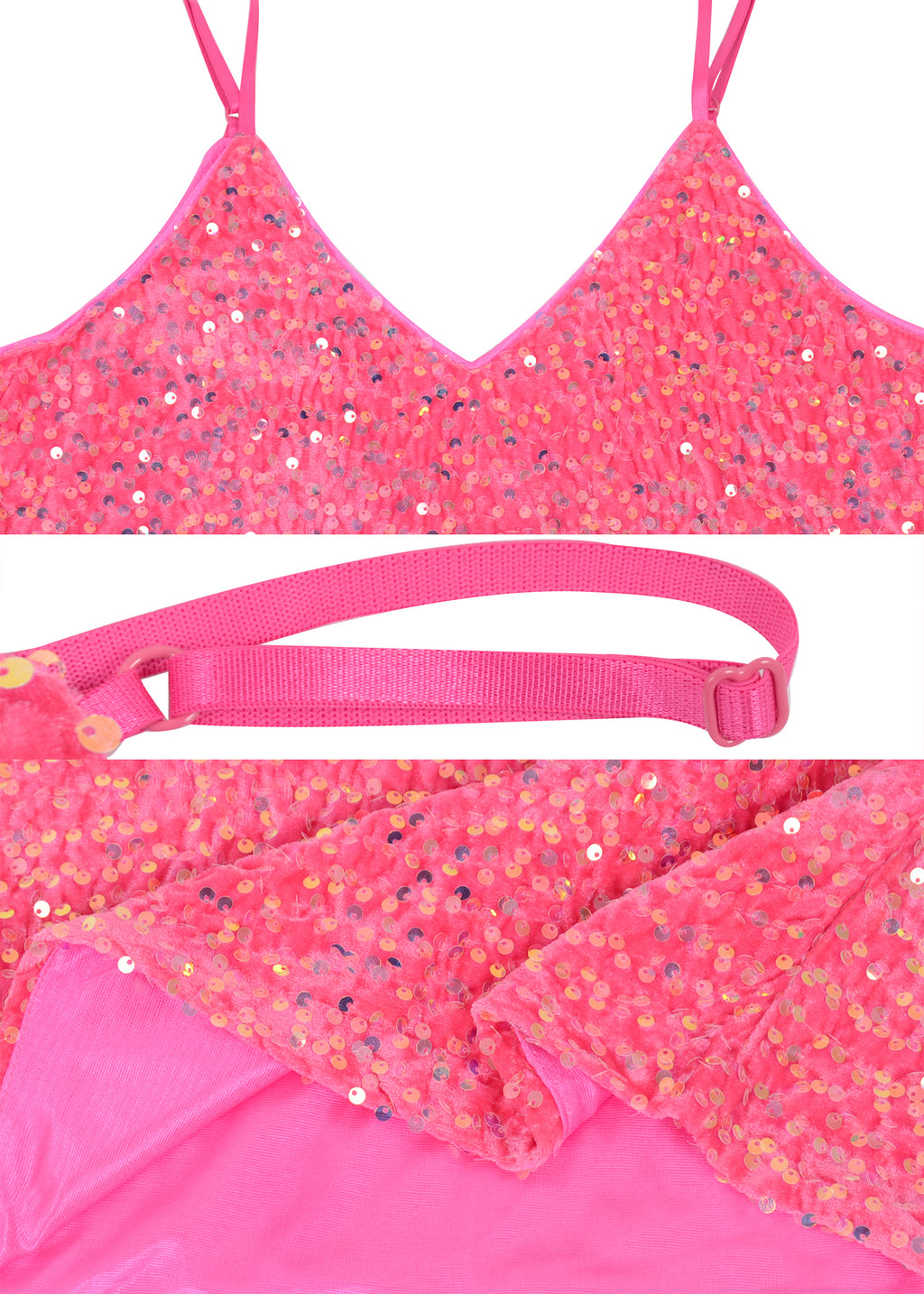 Anna-Kaci - Camiseta sin mangas con lentejuelas para mujer, cuello en V, tirantes finos brillantes, camiseta sin mangas