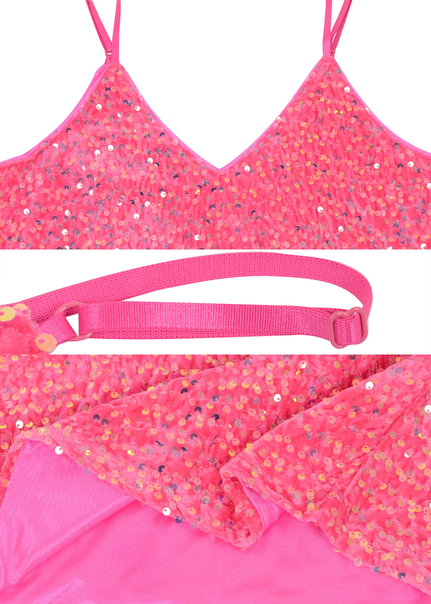 Anna-Kaci - Camiseta sin mangas con lentejuelas para mujer, cuello en V, tirantes finos brillantes, camiseta sin mangas