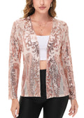 Anna-Kaci Womens Sparkly Sequin Cardigan Long Sleeve Open Front Glitter Party Evening Jacket