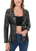 Anna-Kaci Womens Sparkly Sequin Cardigan Long Sleeve Open Front Glitter Party Evening Jacket