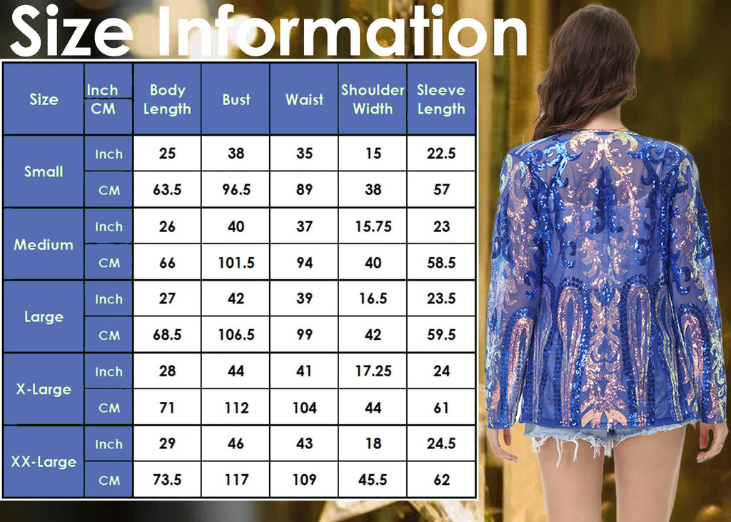 Anna-Kaci Womens Sparkly Sequin Cardigan Long Sleeve Open Front Glitter Party Evening Jacket