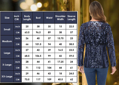 Anna-Kaci Womens Sparkly Sequin Cardigan Long Sleeve Open Front Glitter Party Evening Jacket