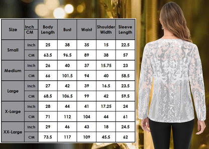Anna-Kaci Womens Sparkly Sequin Cardigan Long Sleeve Open Front Glitter Party Evening Jacket