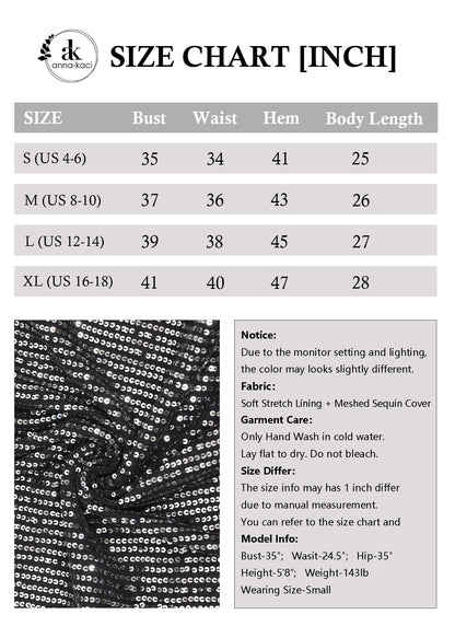 Anna-Kaci Women's Sparkly Sequin Tops Scoop Neck Sleeveless Glitter Shimmer Tank Top Blouses
