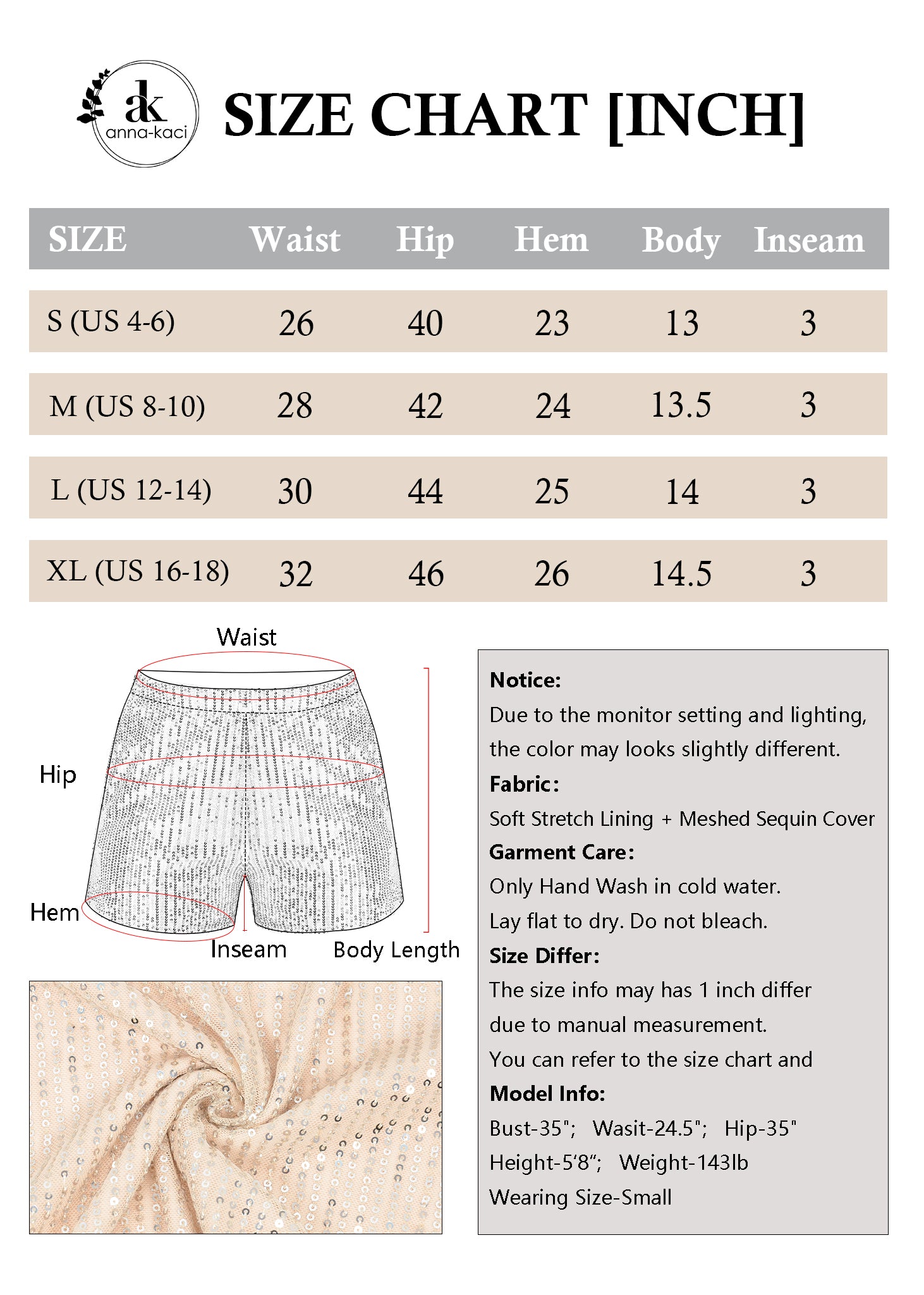 Anna-Kaci Women's Sparkly Sequin Shorts Elastic Waist Summer Straight Leg Glitter Party Shorts