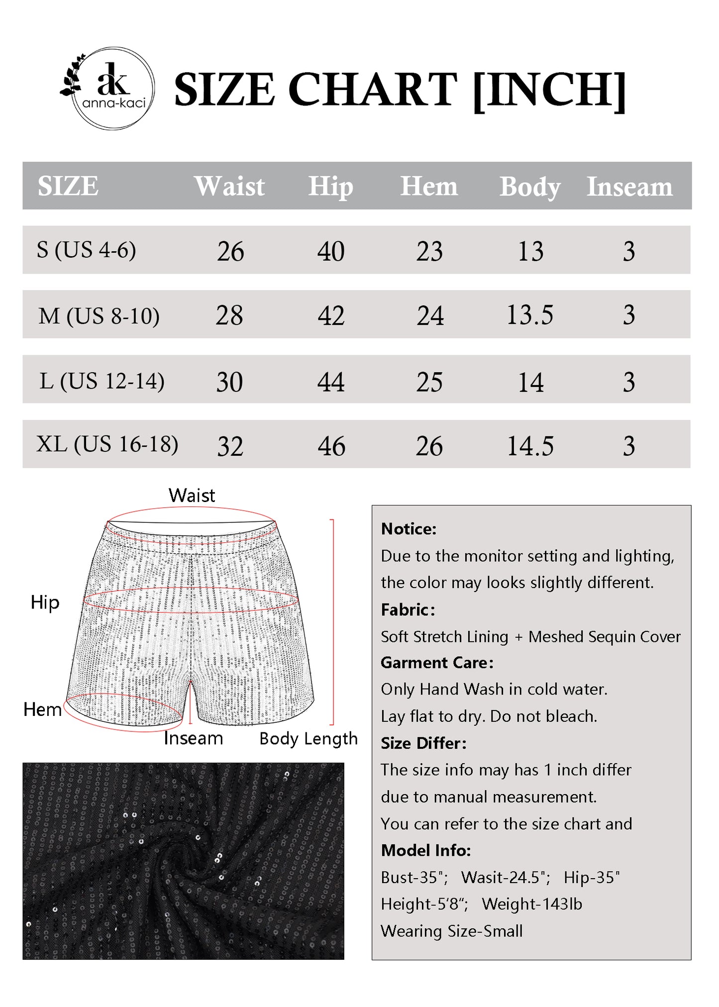 Anna-Kaci Women's Sparkly Sequin Shorts Elastic Waist Summer Straight Leg Glitter Party Shorts