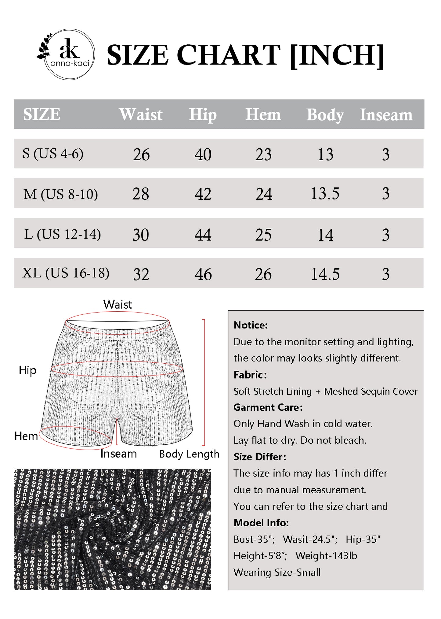 Anna-Kaci Women's Sparkly Sequin Shorts Elastic Waist Summer Straight Leg Glitter Party Shorts