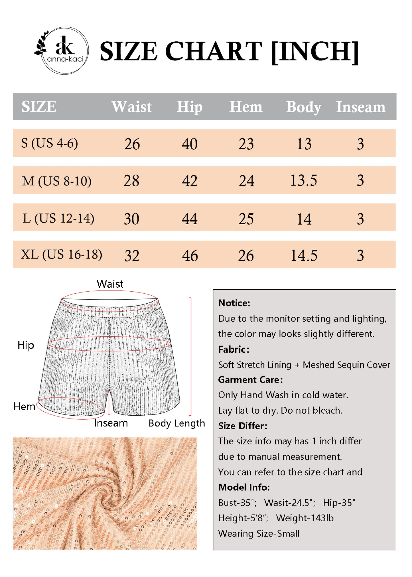 Anna-Kaci Women's Sparkly Sequin Shorts Elastic Waist Summer Straight Leg Glitter Party Shorts