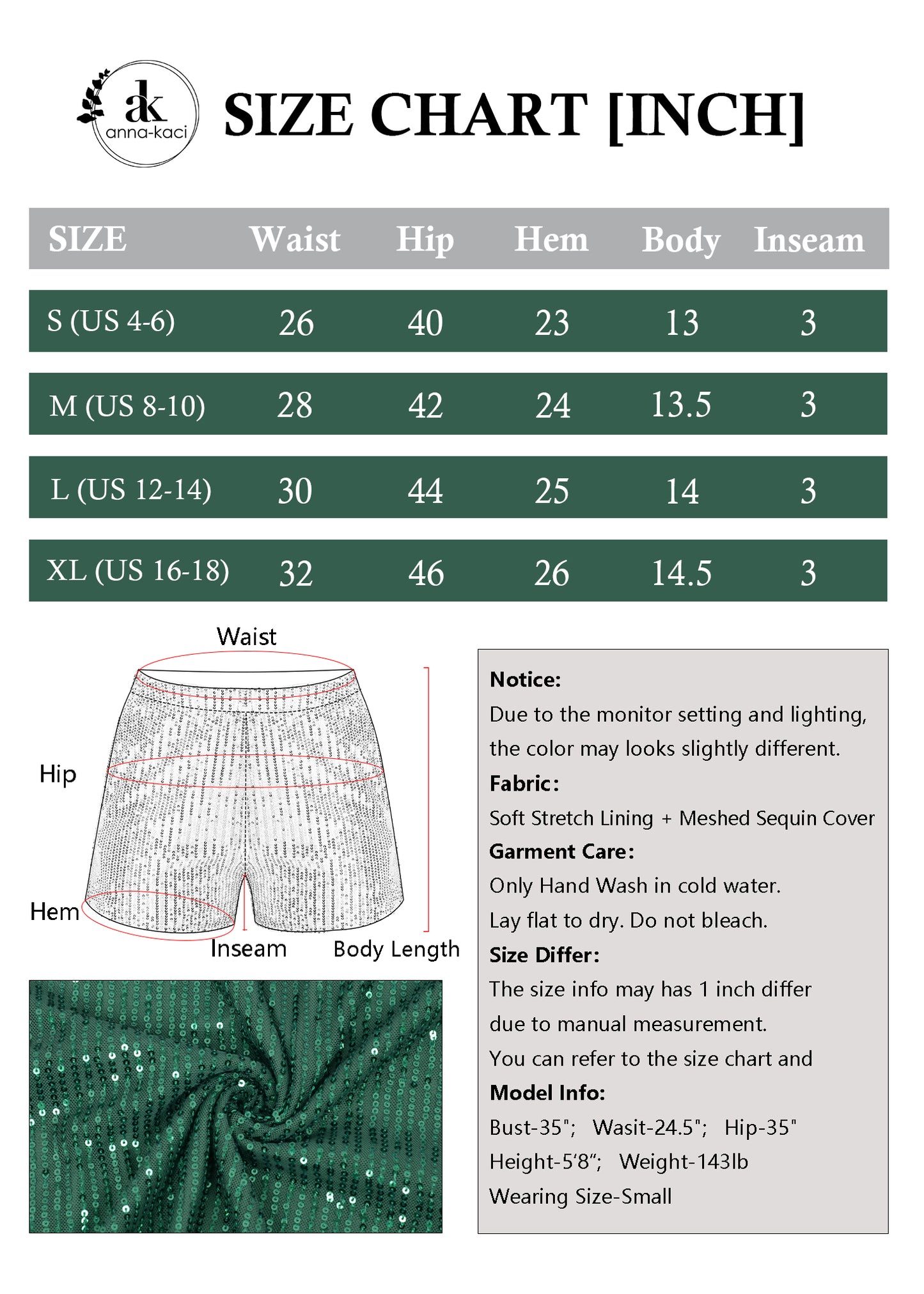 Anna-Kaci Women's Sparkly Sequin Shorts Elastic Waist Summer Straight Leg Glitter Party Shorts