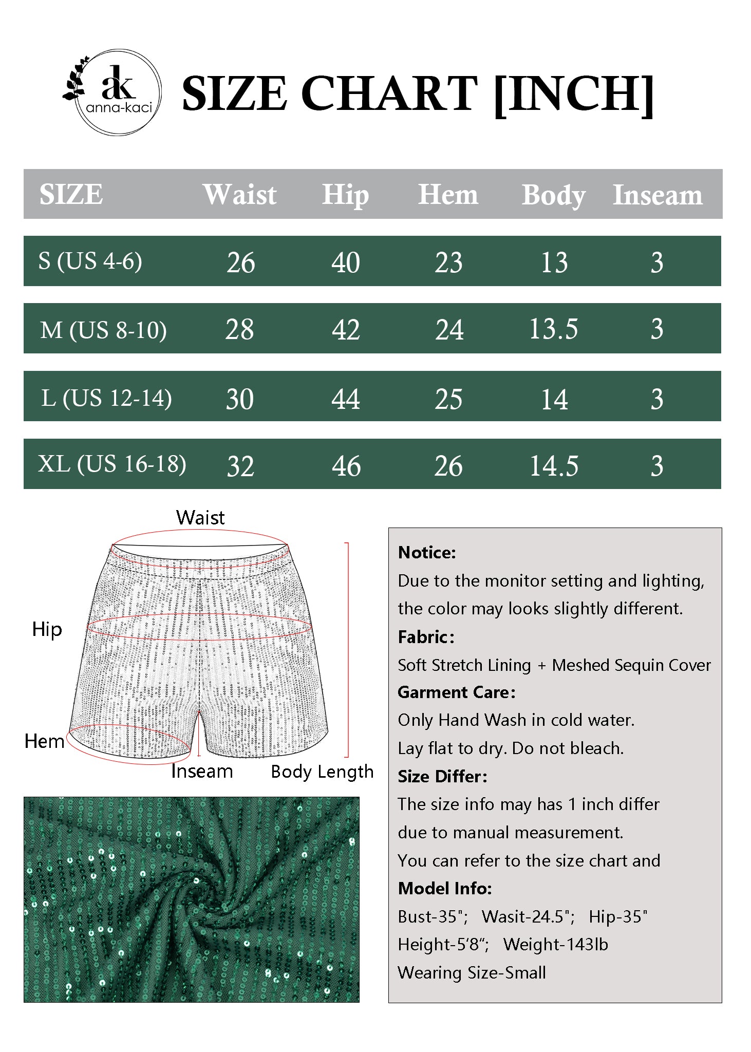 Anna-Kaci Women's Sparkly Sequin Shorts Elastic Waist Summer Straight Leg Glitter Party Shorts