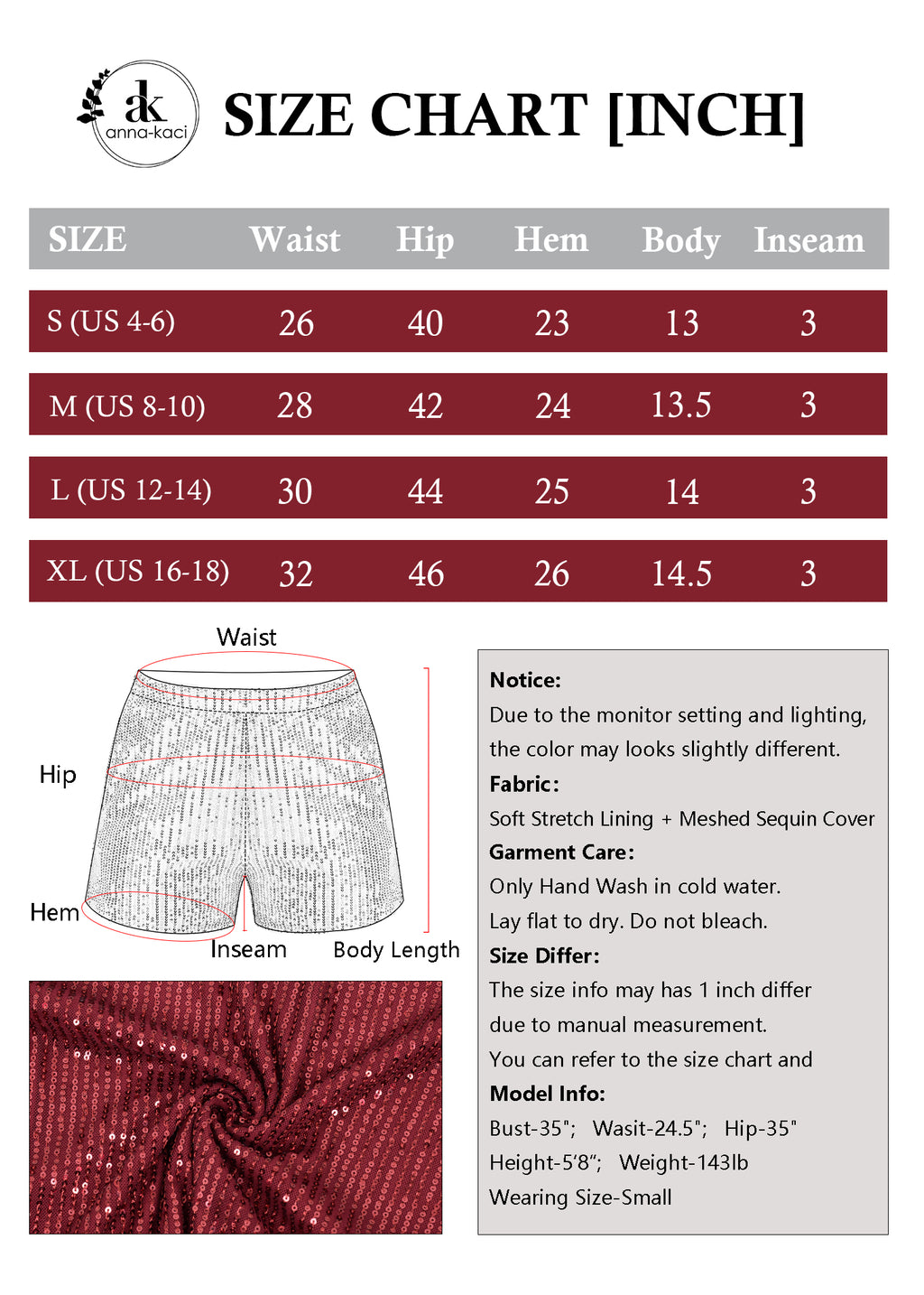 Anna-Kaci Women's Sparkly Sequin Shorts Elastic Waist Summer Straight Leg Glitter Party Shorts