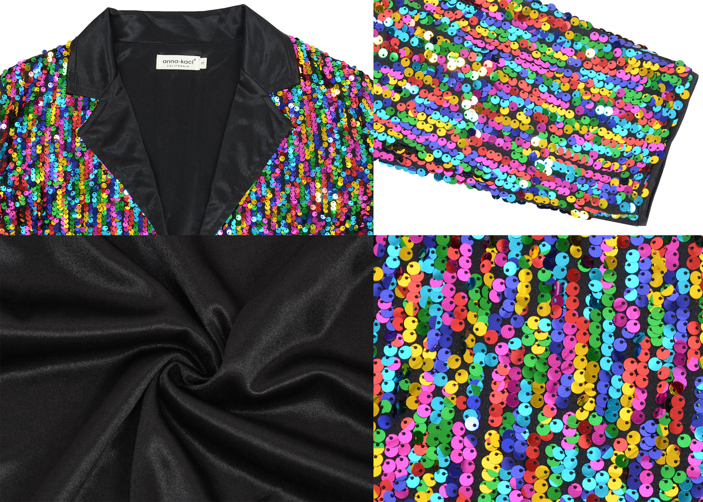 Anna-Kaci Women's Sparkly Crop Sequin Blazer Jacket Long Sleeve Party Club Cardigan Out