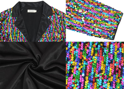 Anna-Kaci Women's Sparkly Crop Sequin Blazer Jacket Long Sleeve Party Club Cardigan Out