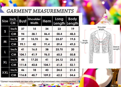 Anna-Kaci Women's Sparkly Crop Sequin Blazer Jacket Long Sleeve Party Club Cardigan Out