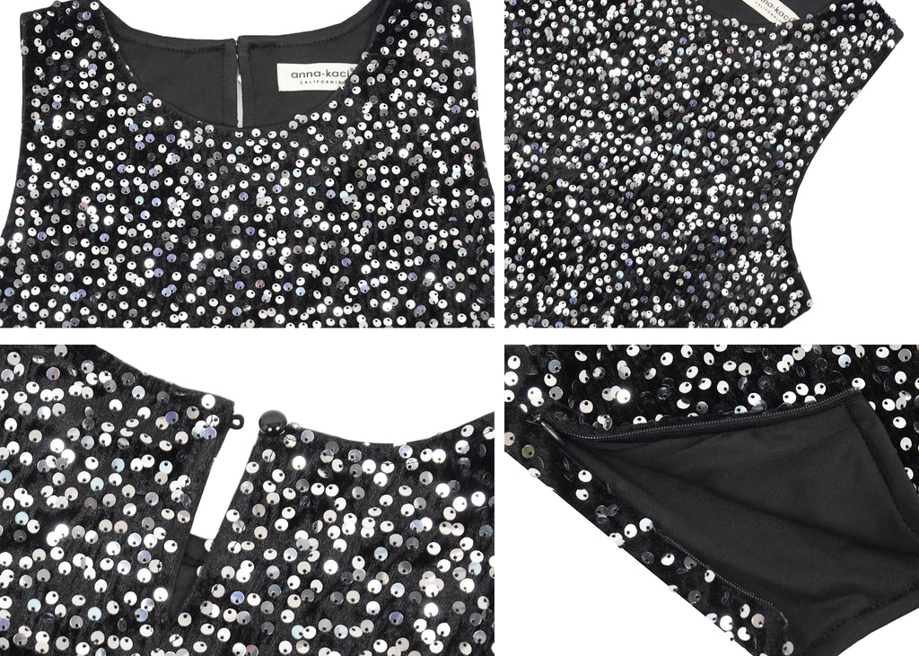 Anna-Kaci Women's Sequin Sleeveless Tops Sparkle Glitter Crew Neck Club Party Nightout Crop Tank Top