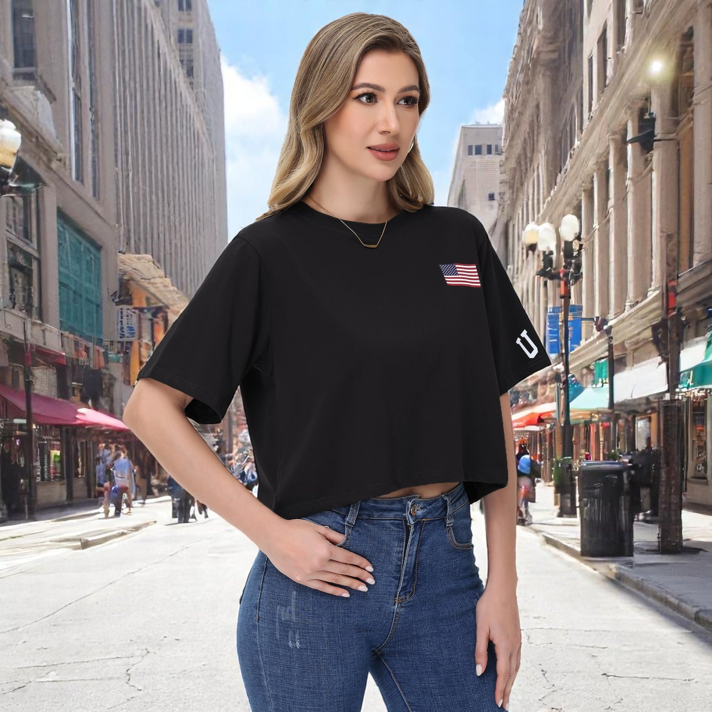 Anna-Kaci Women's American Flag Crop Top July 4th Summer USA Patriotic T-Shirt