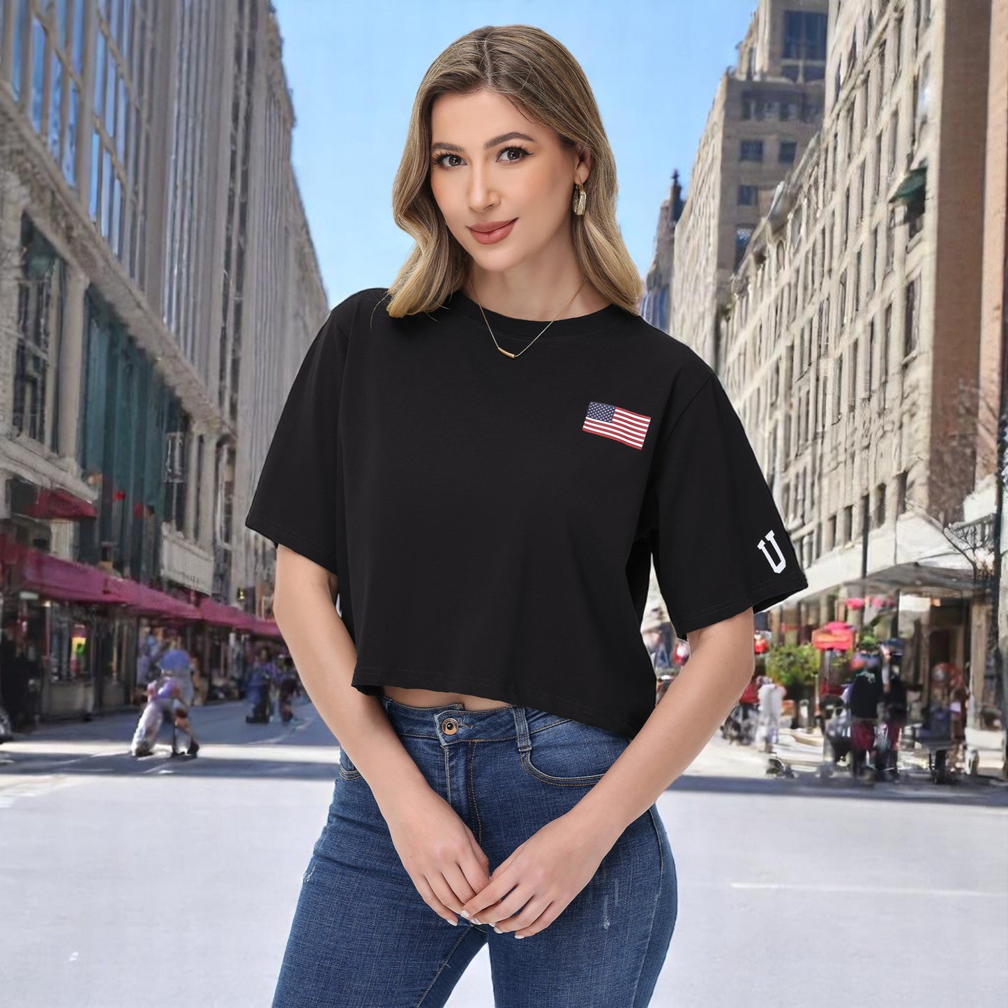 Anna-Kaci Women's American Flag Crop Top July 4th Summer USA Patriotic T-Shirt