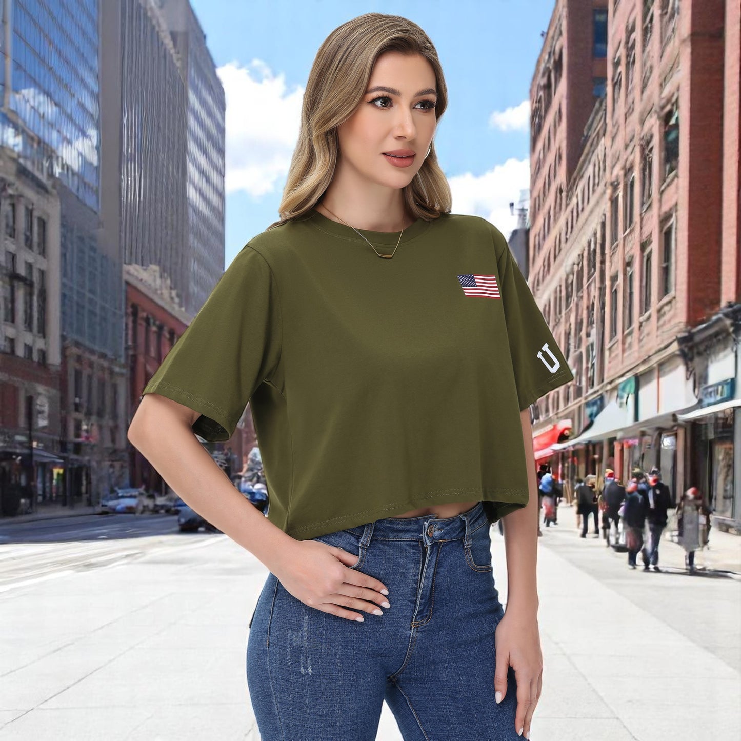 Anna-Kaci Women's American Flag Crop Top July 4th Summer USA Patriotic T-Shirt