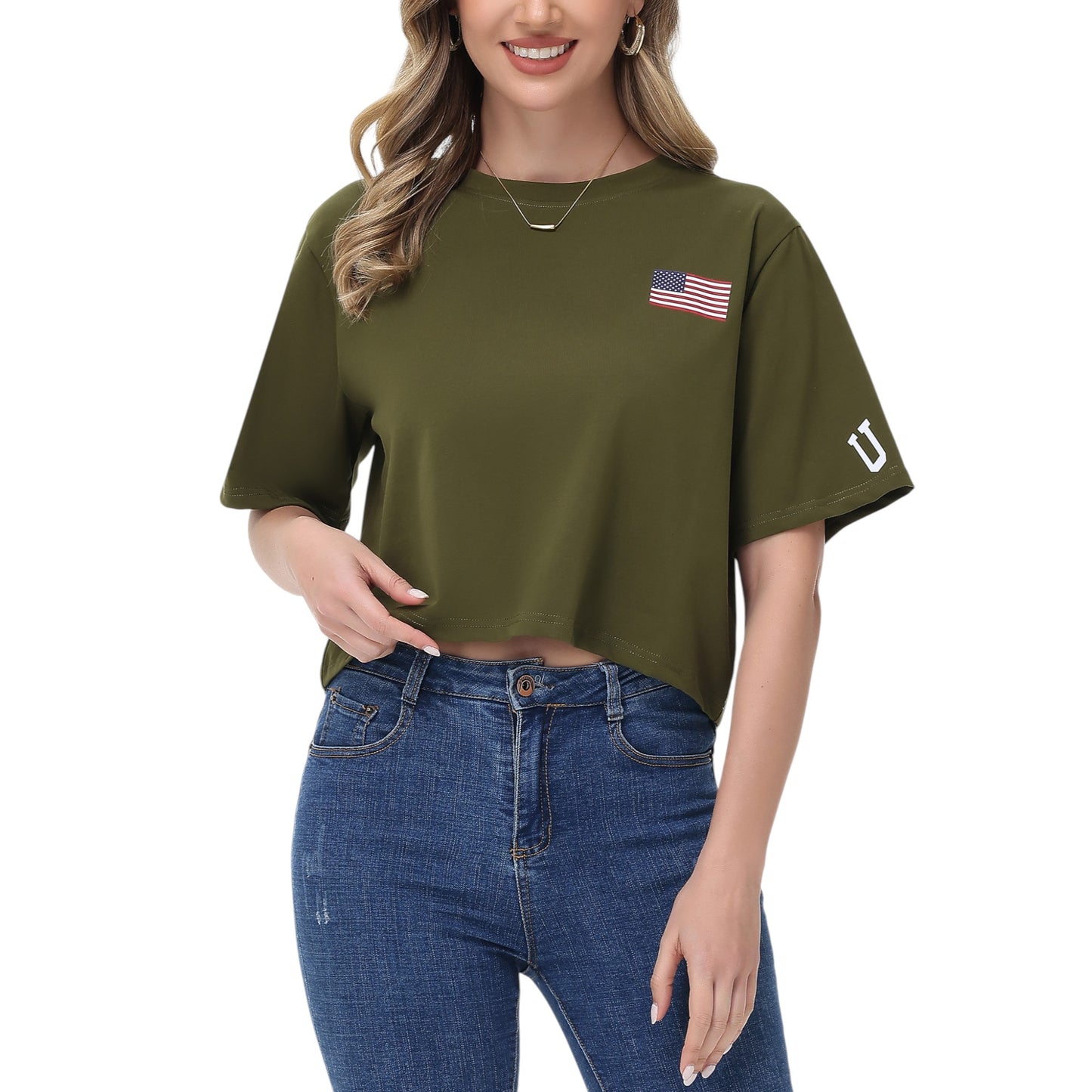 Anna-Kaci Women's American Flag Crop Top July 4th Summer USA Patriotic T-Shirt