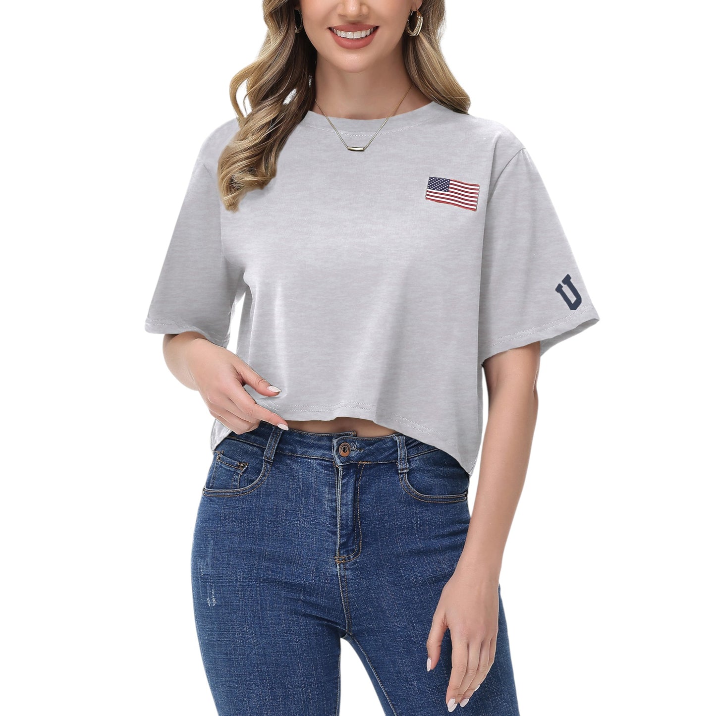 Anna-Kaci Women's American Flag Crop Top July 4th Summer USA Patriotic T-Shirt