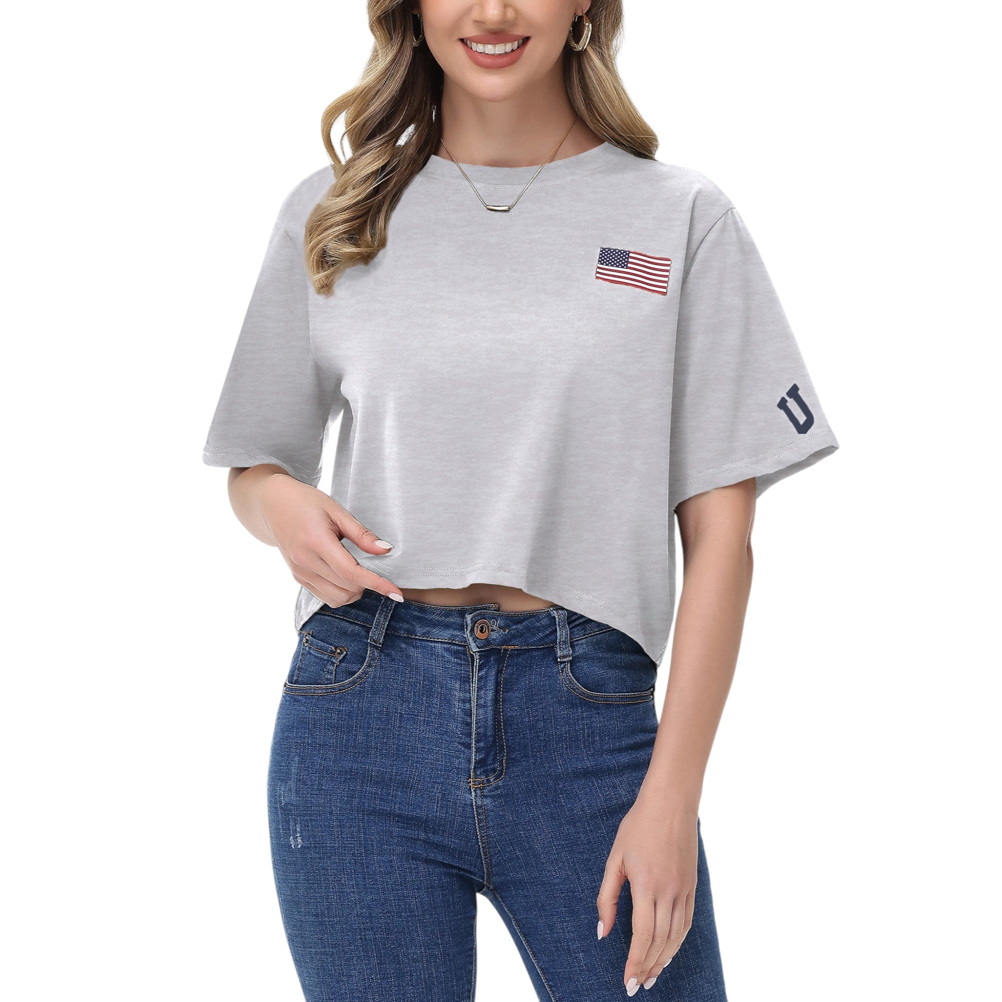 Anna-Kaci Women's American Flag Crop Top July 4th Summer USA Patriotic T-Shirt