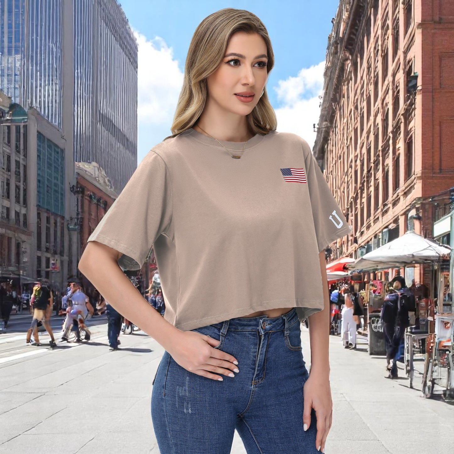 Anna-Kaci Women's American Flag Crop Top July 4th Summer USA Patriotic T-Shirt