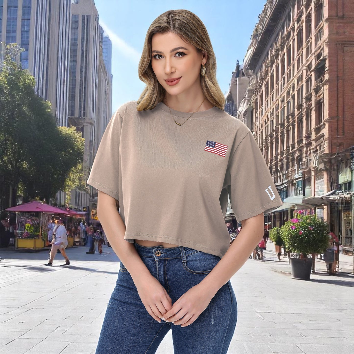 Anna-Kaci Women's American Flag Crop Top July 4th Summer USA Patriotic T-Shirt