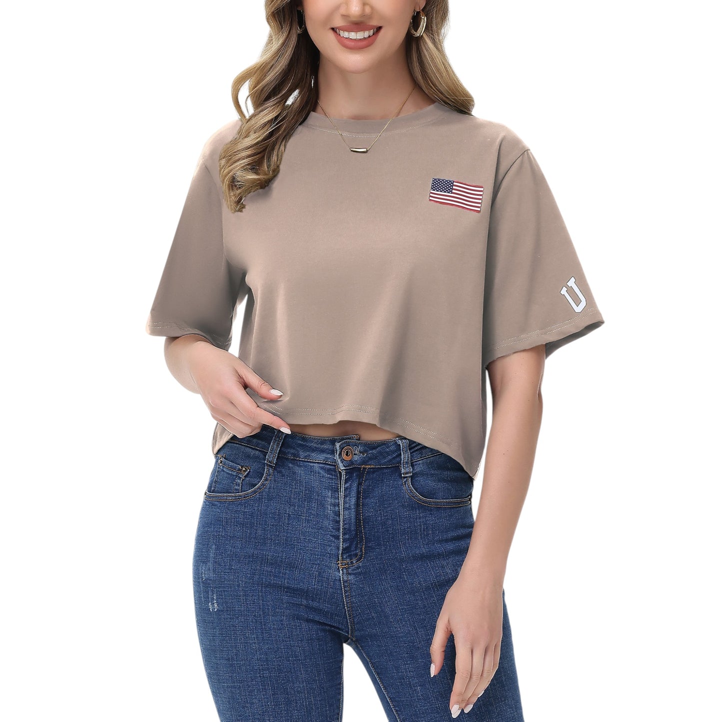 Anna-Kaci Women's American Flag Crop Top July 4th Summer USA Patriotic T-Shirt