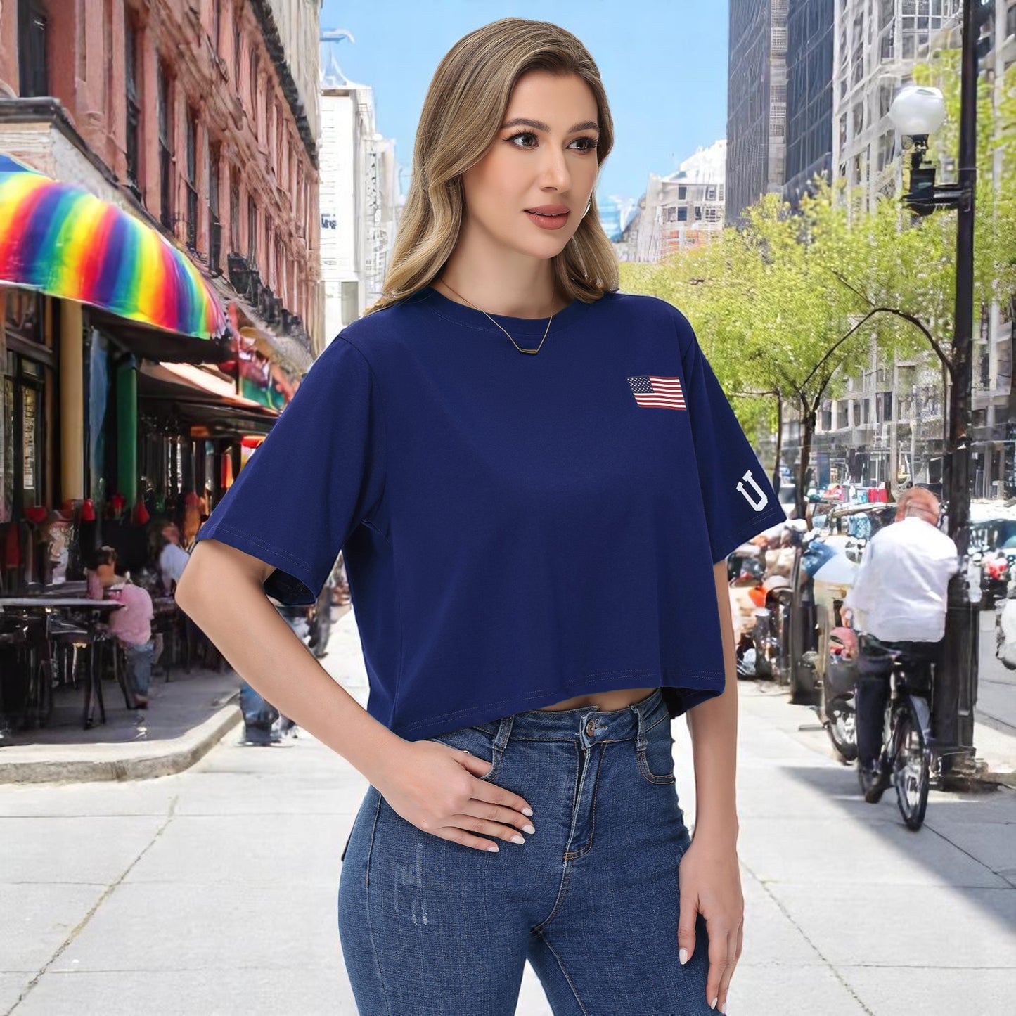 Anna-Kaci Women's American Flag Crop Top July 4th Summer USA Patriotic T-Shirt