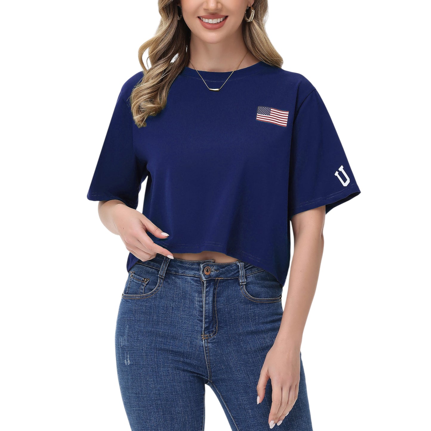 Anna-Kaci Women's American Flag Crop Top July 4th Summer USA Patriotic T-Shirt