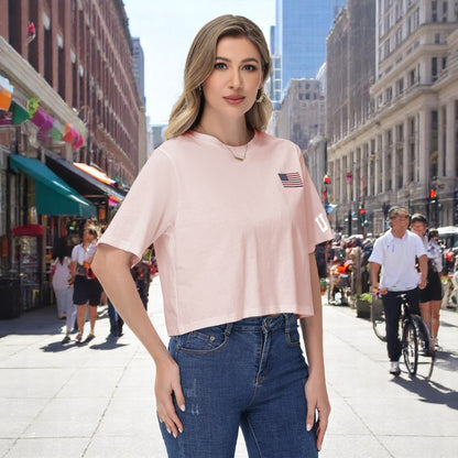 Anna-Kaci Women's American Flag Crop Top July 4th Summer USA Patriotic T-Shirt